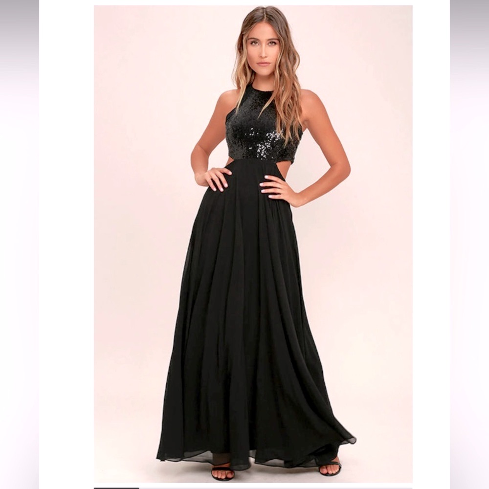 Lulu’s Sequin Cut Out Maxi Dress